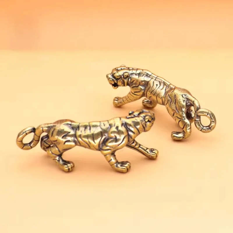 Mini Copper Tiger Figurines Vintage Brass Home Decor Mountain Ornaments for Desk