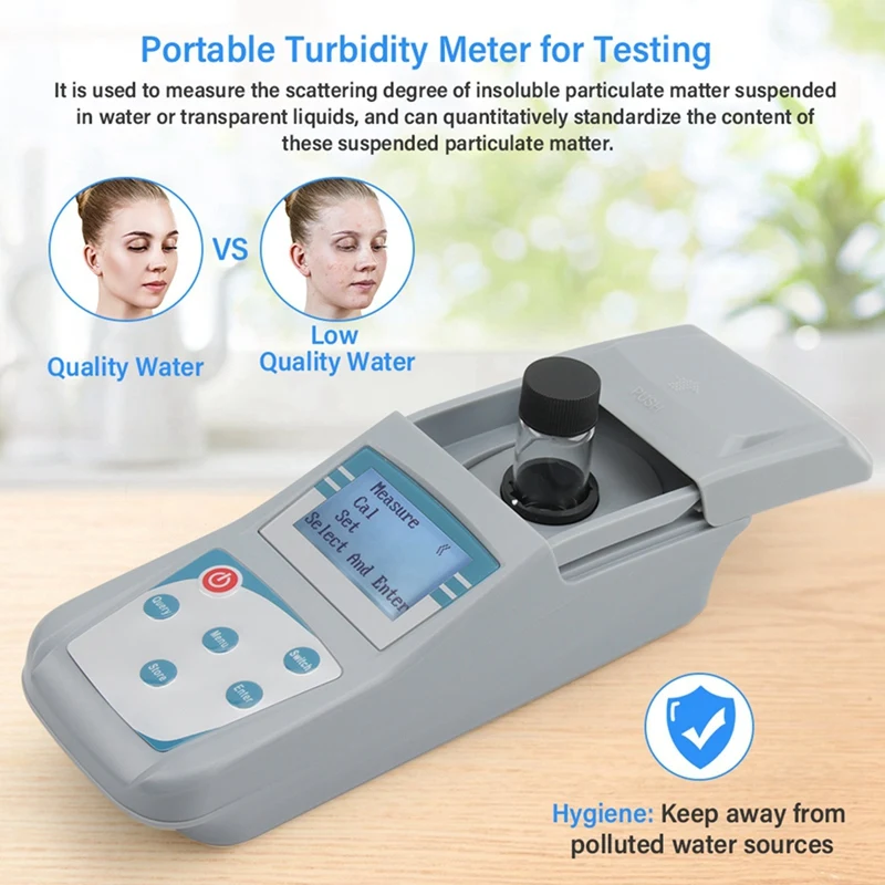 Handheld Water Turbidimeter High Precision Portable Microcomputer,AC/DC For Swimming Pool,Water Quality Laboratories(US)