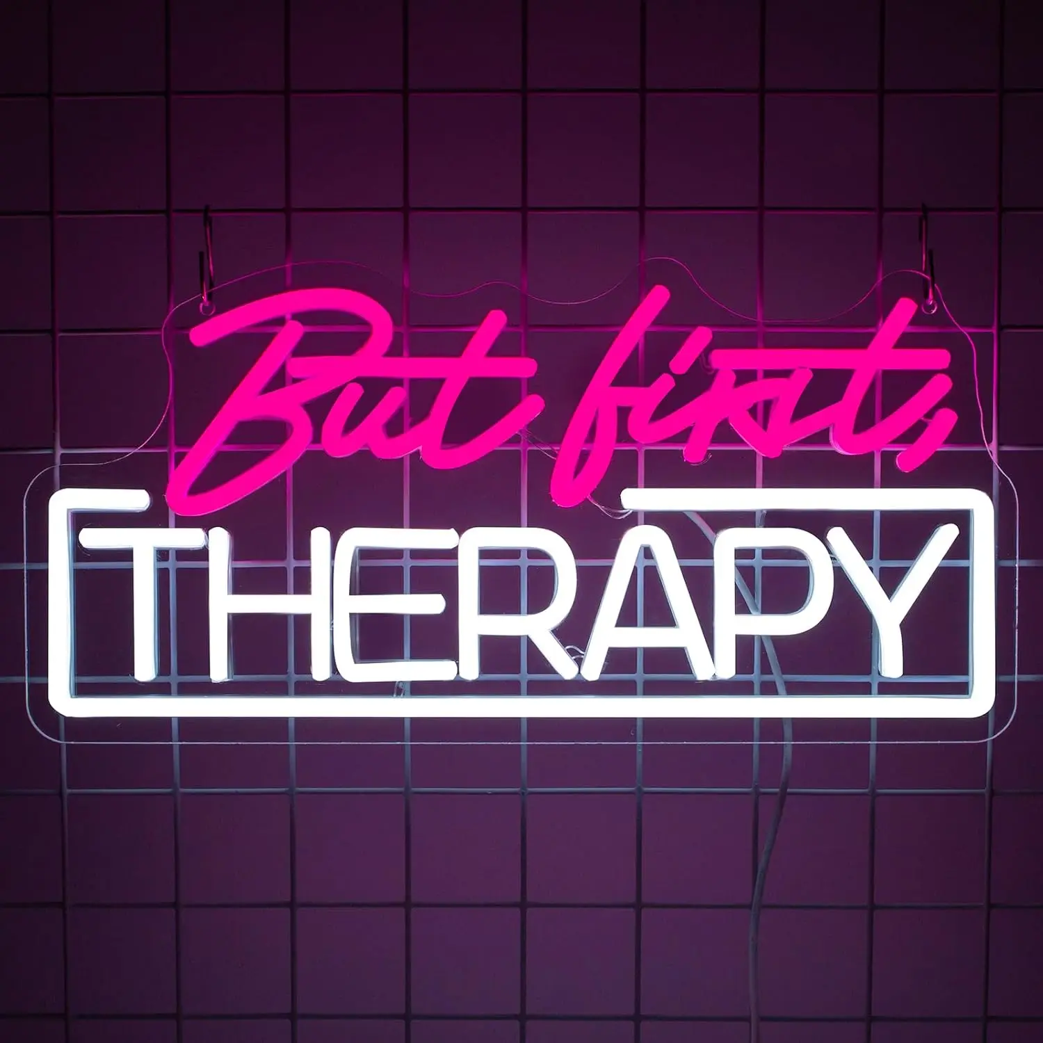 Self Care But First Therapy Neon Sign USB Powered LED Wall Light Script Night Lamp Spa Salon Beauty Wellness Room Decor Gift