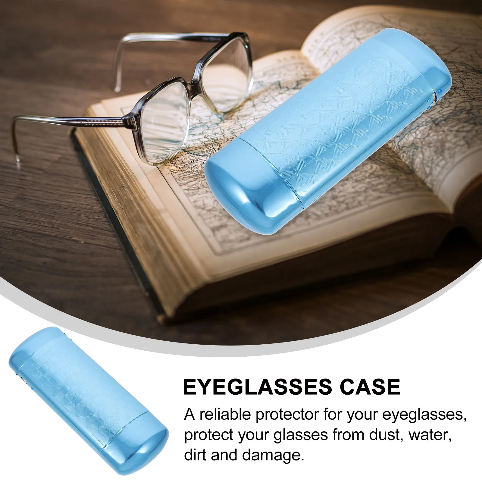 

Portable Eyeglasses Case Compact Aluminum Hard For Glasses Sunglasses Dustproof Water Resistant Storage Travel
