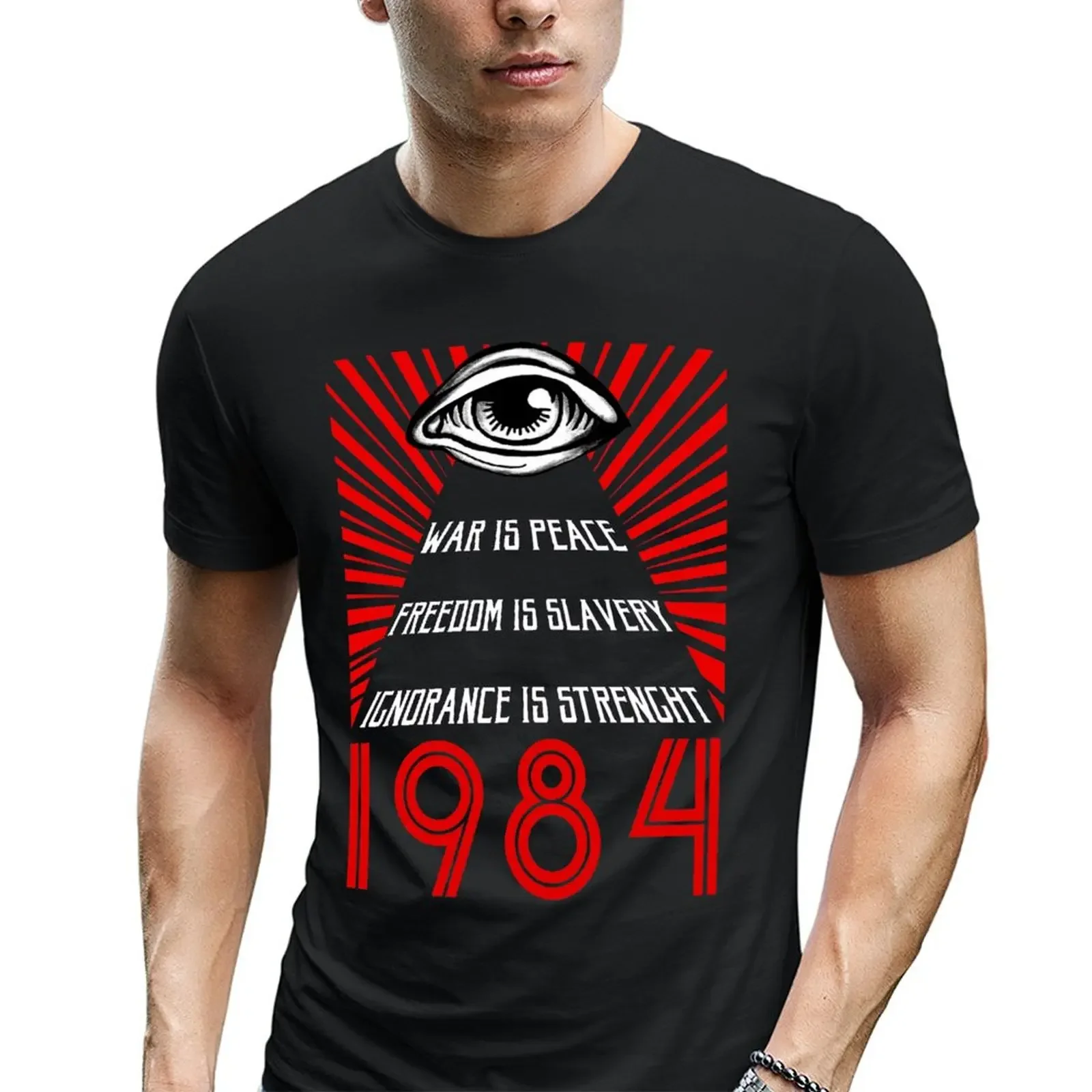 Novelty  1984 Orwell T Shirt Cotton Men Diy Print 1984 Orwell Dark Fear Gothic Black Net Books War Slavery Hell Bad Demon Darkne