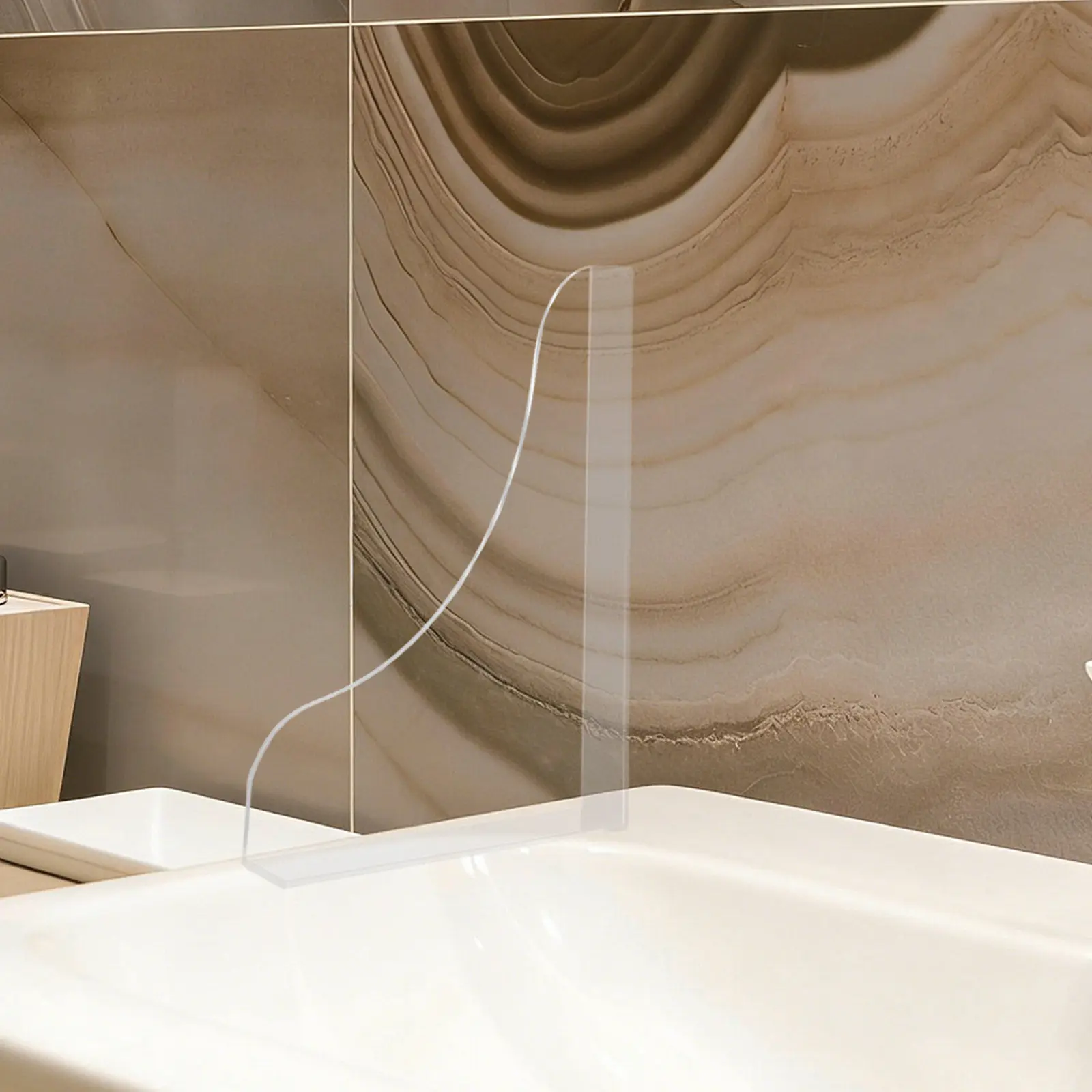 2Pcs Transparent Self Adhesive Acrylic Splash Guard for Tub Corner Waterproof Shower Water Blocker Bathroom Sink Splash view 6