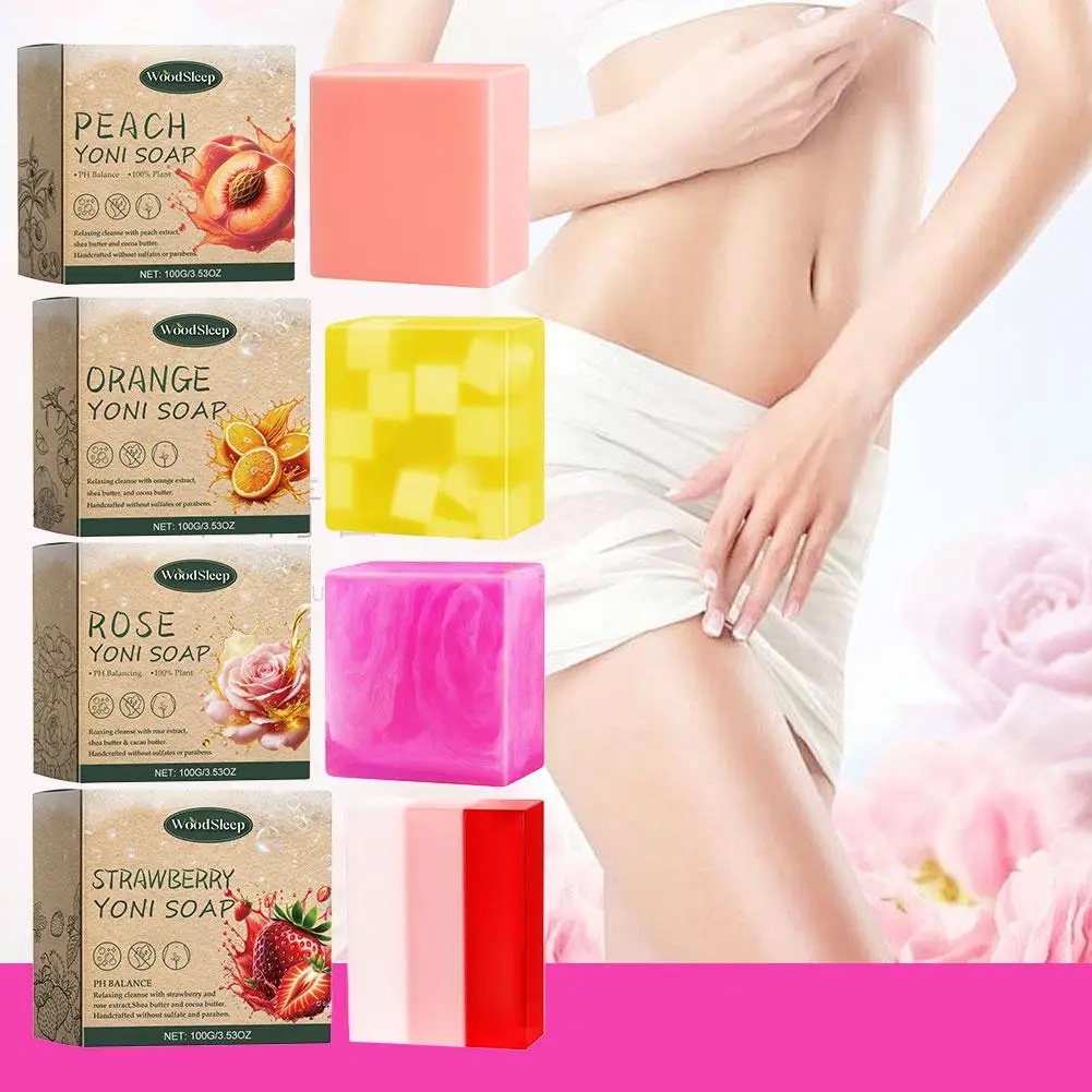 

100g Female Wash Soap Vaginal Care Ph Balance Strawberry Odor Brighten Remove Moisturizing Deep Cleaning Parts Private T7N3