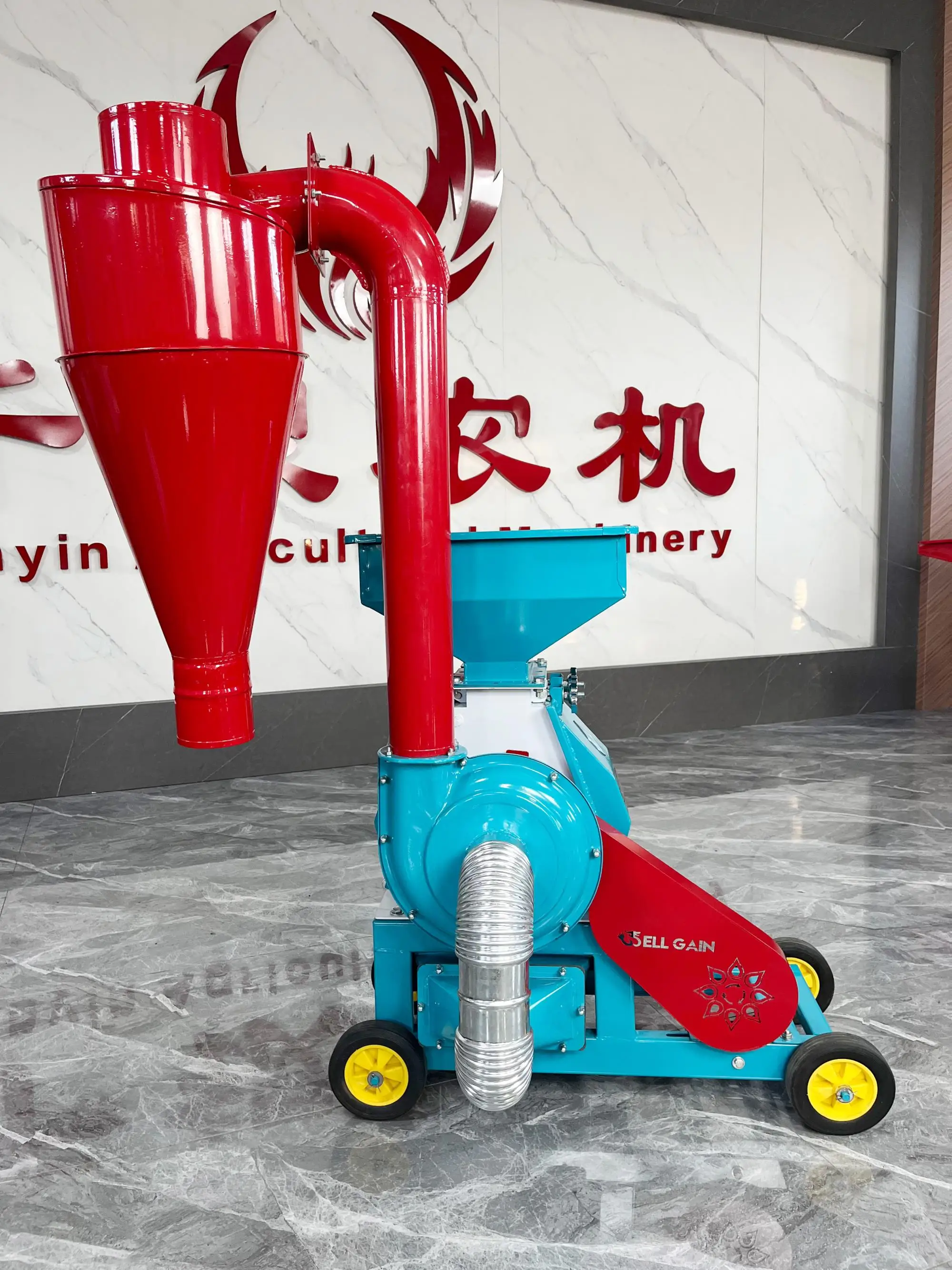 Hammer Mill with Cyclone Dust Collector 1000kg/h Animal Feed Crusher Corn Maize Grinder Self Priming