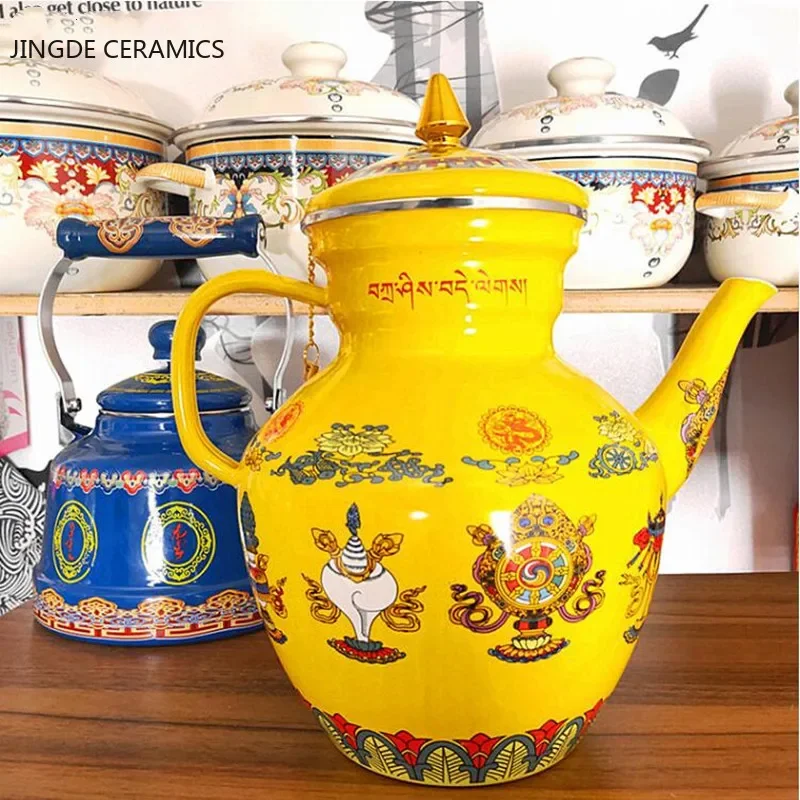 Increase thickening flat bottom enamel kettle milk teapot Home Gas Induction Cooker kitchen Whistling Kettle Water Carafe