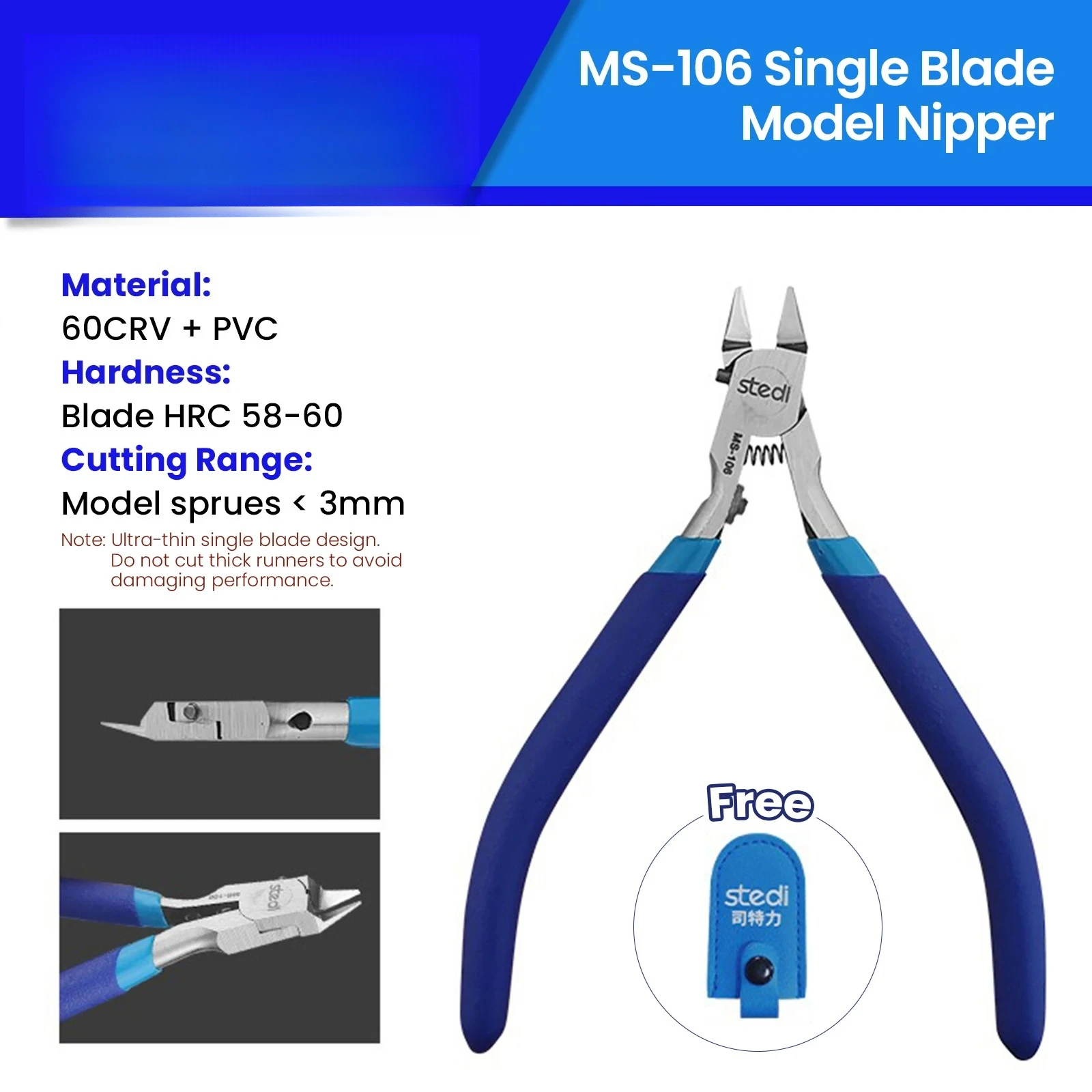 Stedi MS106 Single-Blade Nipper Ultra Thin Sharp Sprue Cutter Scale Model Cutting Plier Hobby DIY Assembly Craft Tool