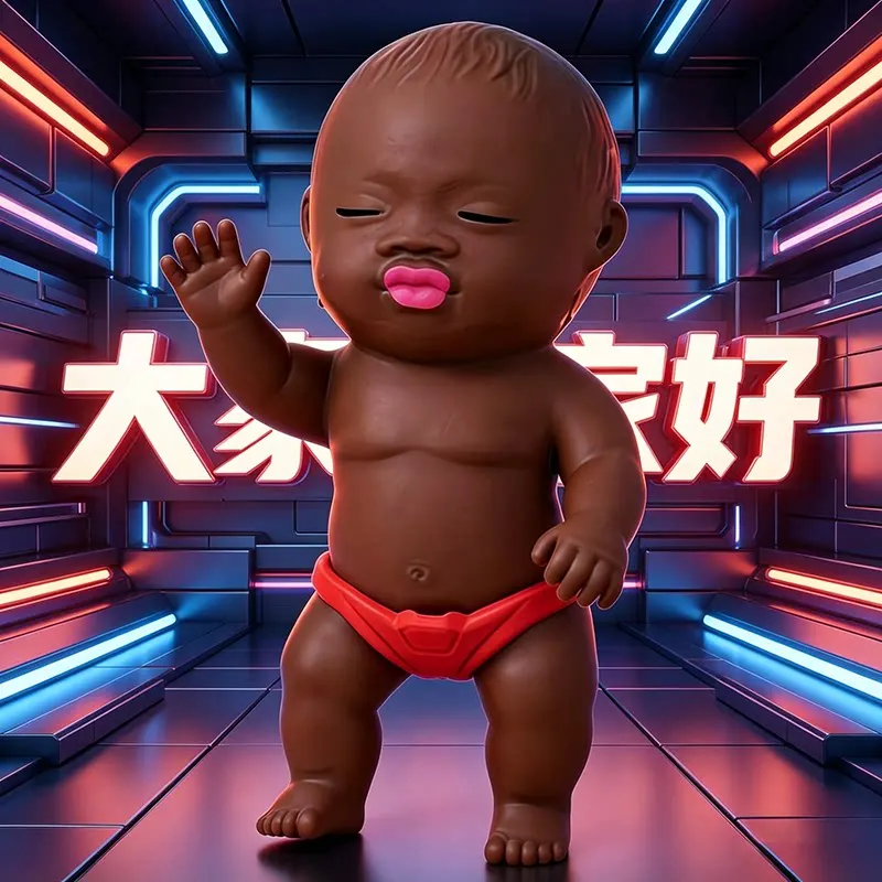 

Natasha Large Size Dark Skin Squishy Doll 2026 New Squeeze Stress Relief Toy Heart Hand Gesture Figurine For Adult Collector