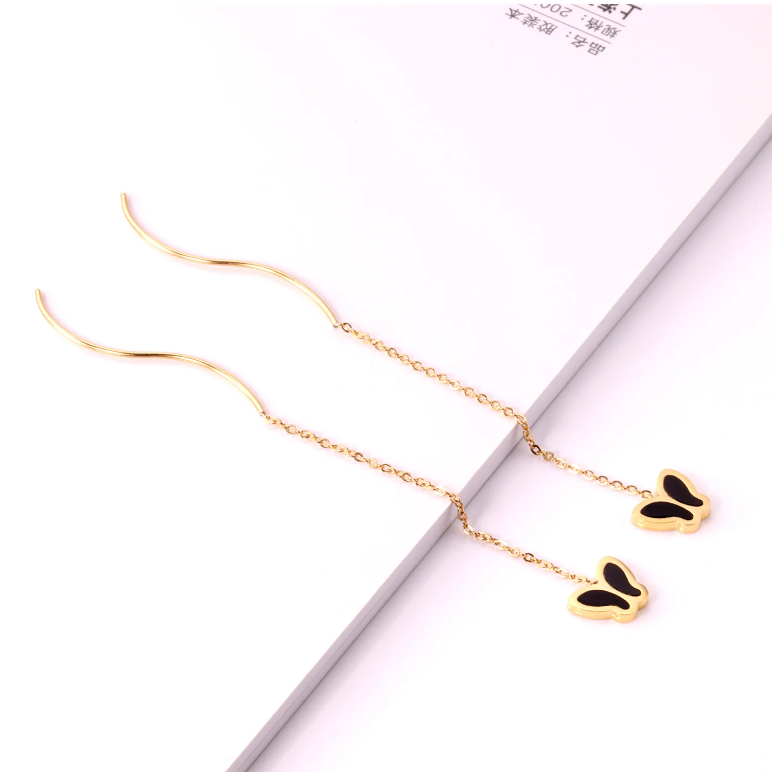 Trendy Drop Earrings Stainless Steel 18k Gold Plated Tassel Chains Long Earrings For Women Girls Wedding Party Jewelry Gifts