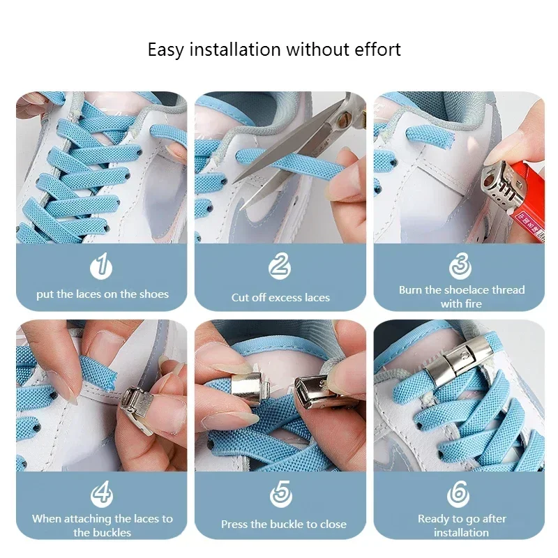 No Tie Shoelaces Elastic Easy Install Lock System Sports & Casual 4 Pairs Elastic No-Tie Shoe Laces Turn Any Shoes Into Slip-Ons