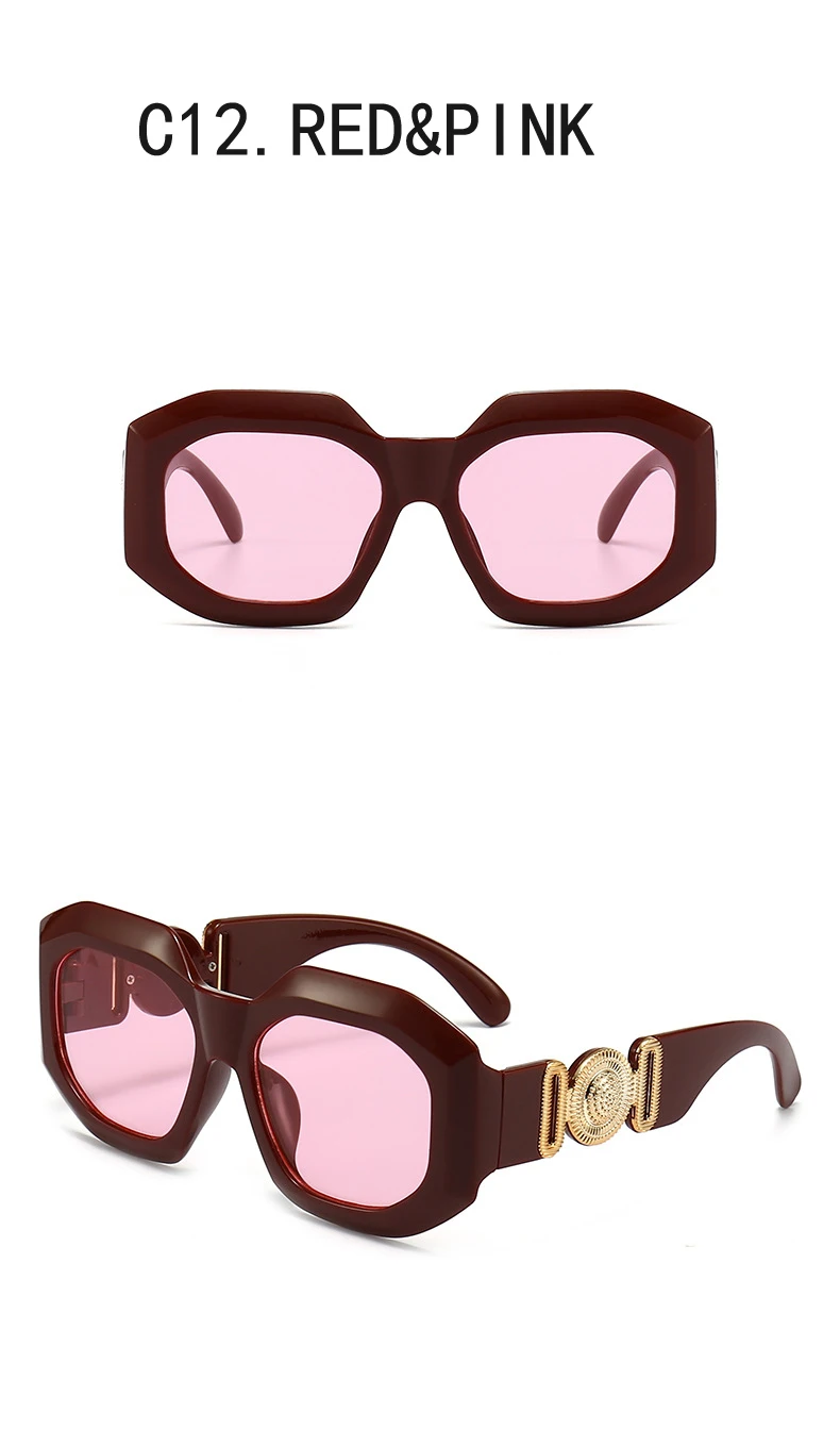 Luxus Marke Designer Vintage Übergroßen Quadratischen Sonnenbrille Frauen Männer Klassische Großen Rahmen Männliche Sonnenbrille Für Weibliche UV400 – Detail 18