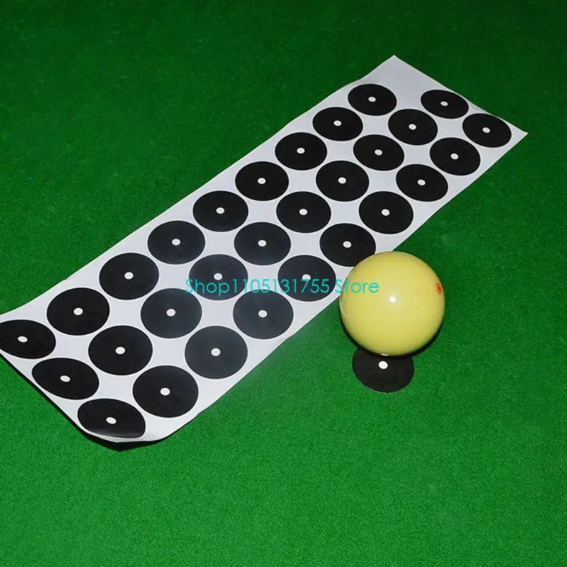 K0EF Pool Table Black Billiard Point Sticker Snooker Spots Set for Billiard Practice