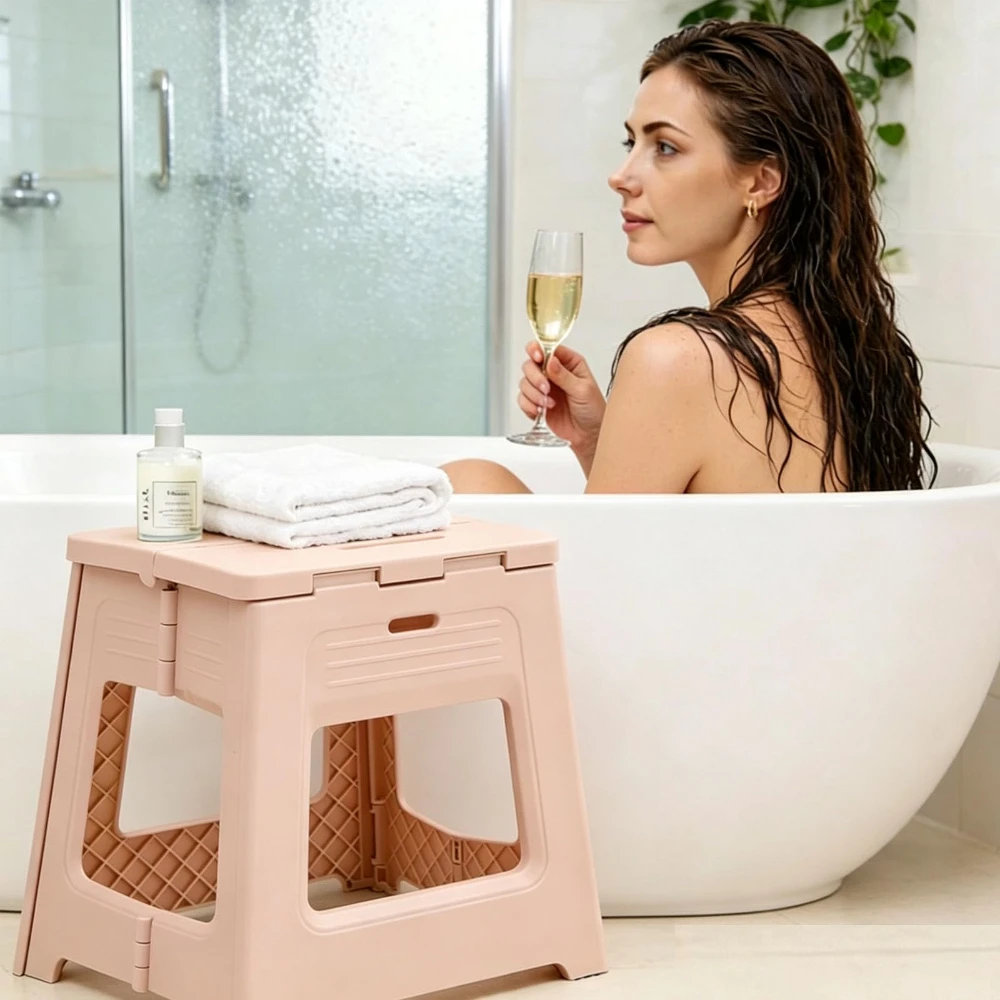Portable Space Thickened Folding Stool Non-Slip & Durable Home Outdoor Camping Magza Fishing Simple Integrated Design PP Stool