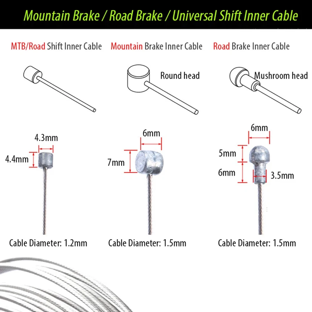 10PCS Stainless Steel MTB Mountain Road Bicycle Bike Derailleur Shift Brake Inner Cable Line Wire 2000mm 1700mm10pcs 2M