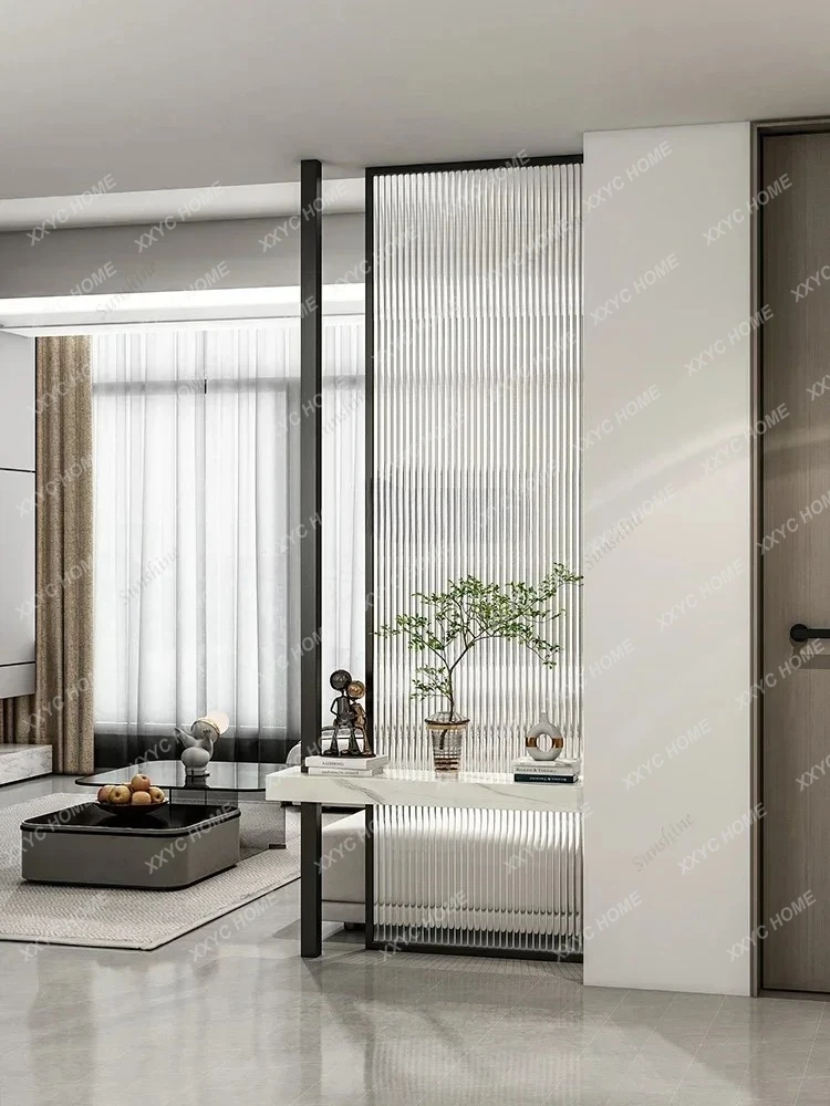 

LLLight luxury screen partition tempered Changhong glass living room entrance solid wood decoration home modern simple entrance