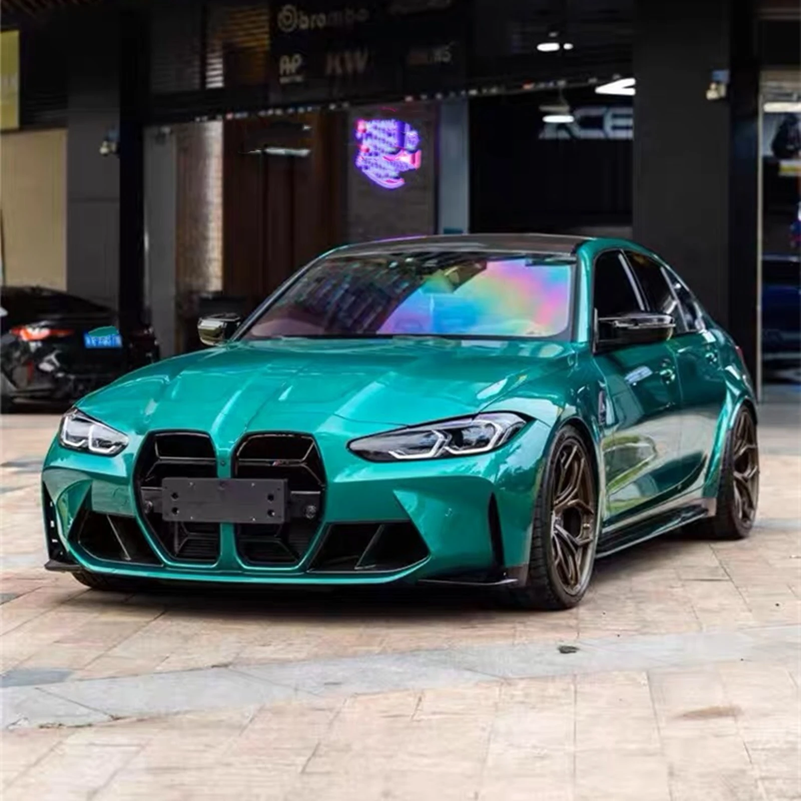 

Car Front Grille Racing Grill Bumper Hood Mesh For BMW M3 G80 M4 G82 G83 2021-2025 Glossy Black/Carbon Fiber Look Center Grills