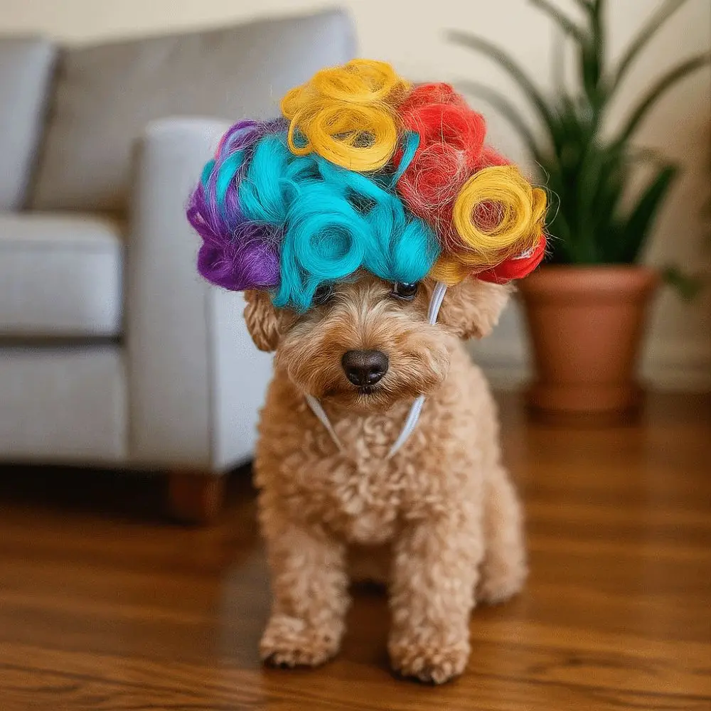 Kolorowa Peruka Kostiumowa dla Zwierząt Urocza Śliczna Peruka Cosplay dla Zwierząt Regulowana Dekoracyjna Falowana Kręcona Peruka dla Zwierząt na Imprezę Przebranie