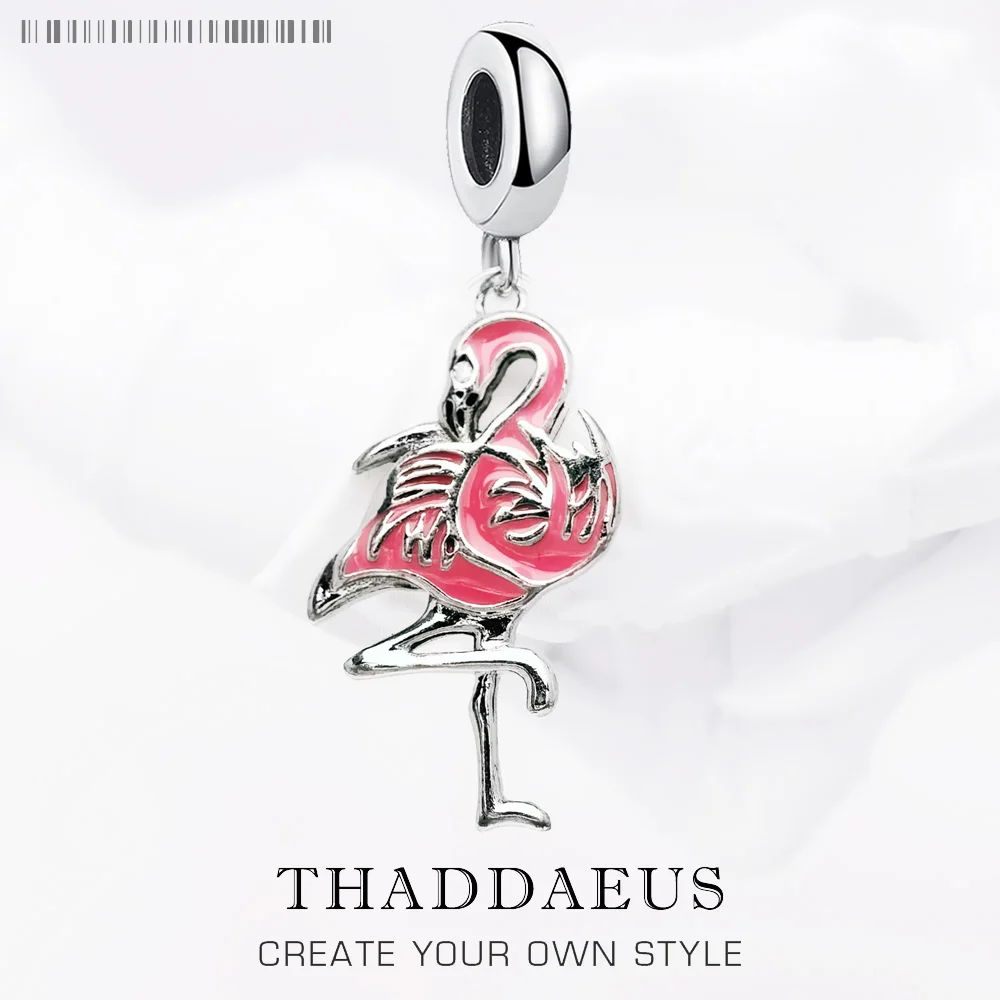 

Dangle Charm Pendant Flamingo Europe Accessories Jewelry For Women Romance Gift In 925 Sterling Silver