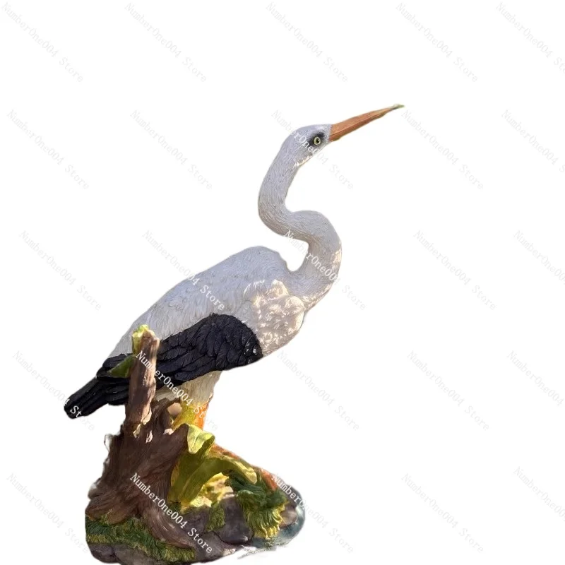 

Garden decoration simulation egret crane ornament, courtyard outdoor terrace handicrafts sculpture balcony landscaping animals