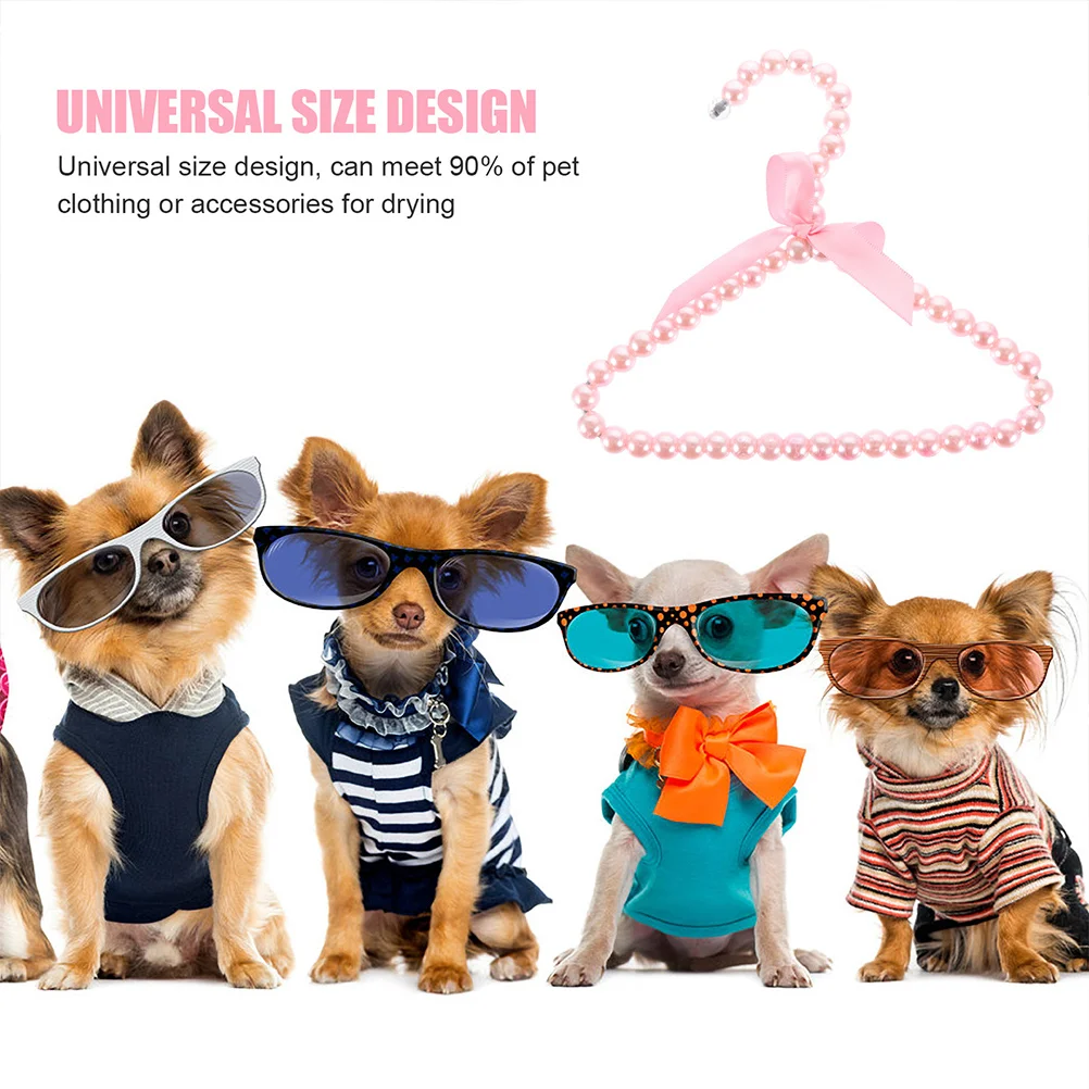 

2Pcs Pet Clothes Hanger Pearl Bow Design Anti-Skid Dog Clothes Rack Small Lightweight Decorative Pink Puppy Hangers