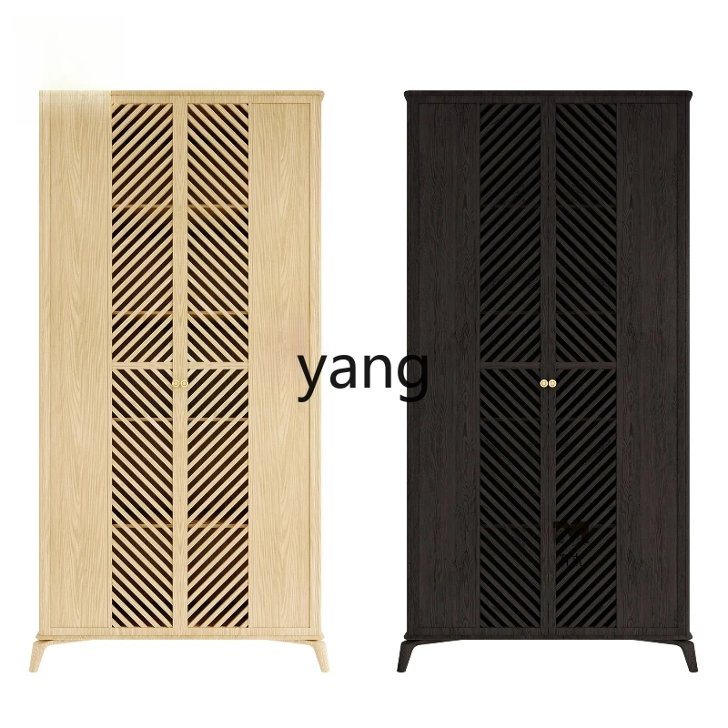 

LTT new Chinese solid wood wardrobe wabi-sabi wind door large wardrobe Japanese ash wood storage cabinet