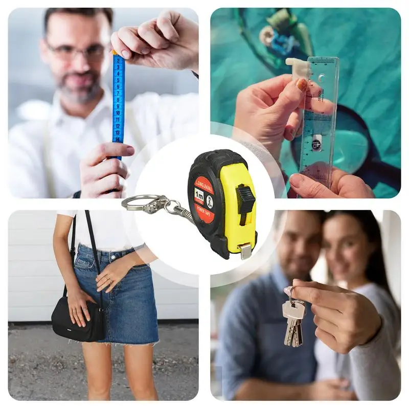 Measurement Tape Keychain Retractable Tape Measure 2pcs Tiny Tape Measure Self-Lock Tape Measure Measuring Key Chain Stable