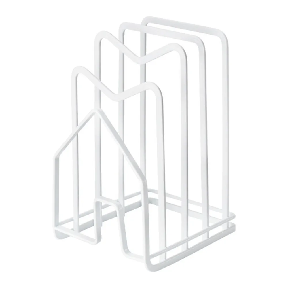 Iron Material Cutting Board Storage Rack 4-Layer Design Thin Profile Pot Pan Lid Stand Black/White Baking Tray Drying Stand