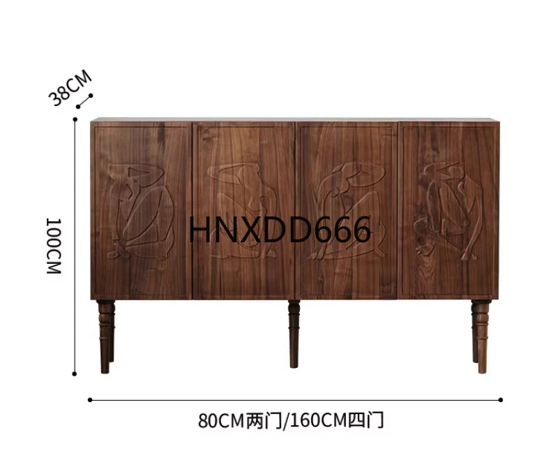 

Medieval side cabinet living room dining side cabinet black walnut