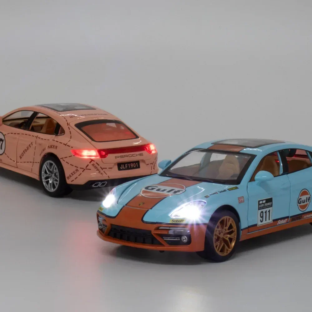 Porsche Panamera coche deportivo de simulación, modelo de aleación de Metal fundido a presión, luz de sonido, Colección Pull Back, regalos de juguete para niños, 1:24