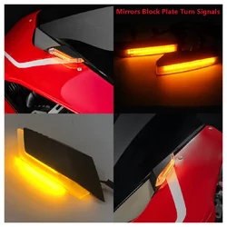 For Ducati Panigale V4 V4S V4R V2 ABS 2018-2024 Motorcycle LED Front Turn Signals lights Mirrors Block Off Plate Type Indicators