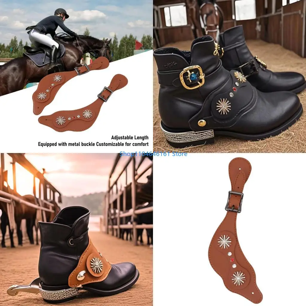 Bota flor couro PU vintage alça para cavalos cavalos duradouros