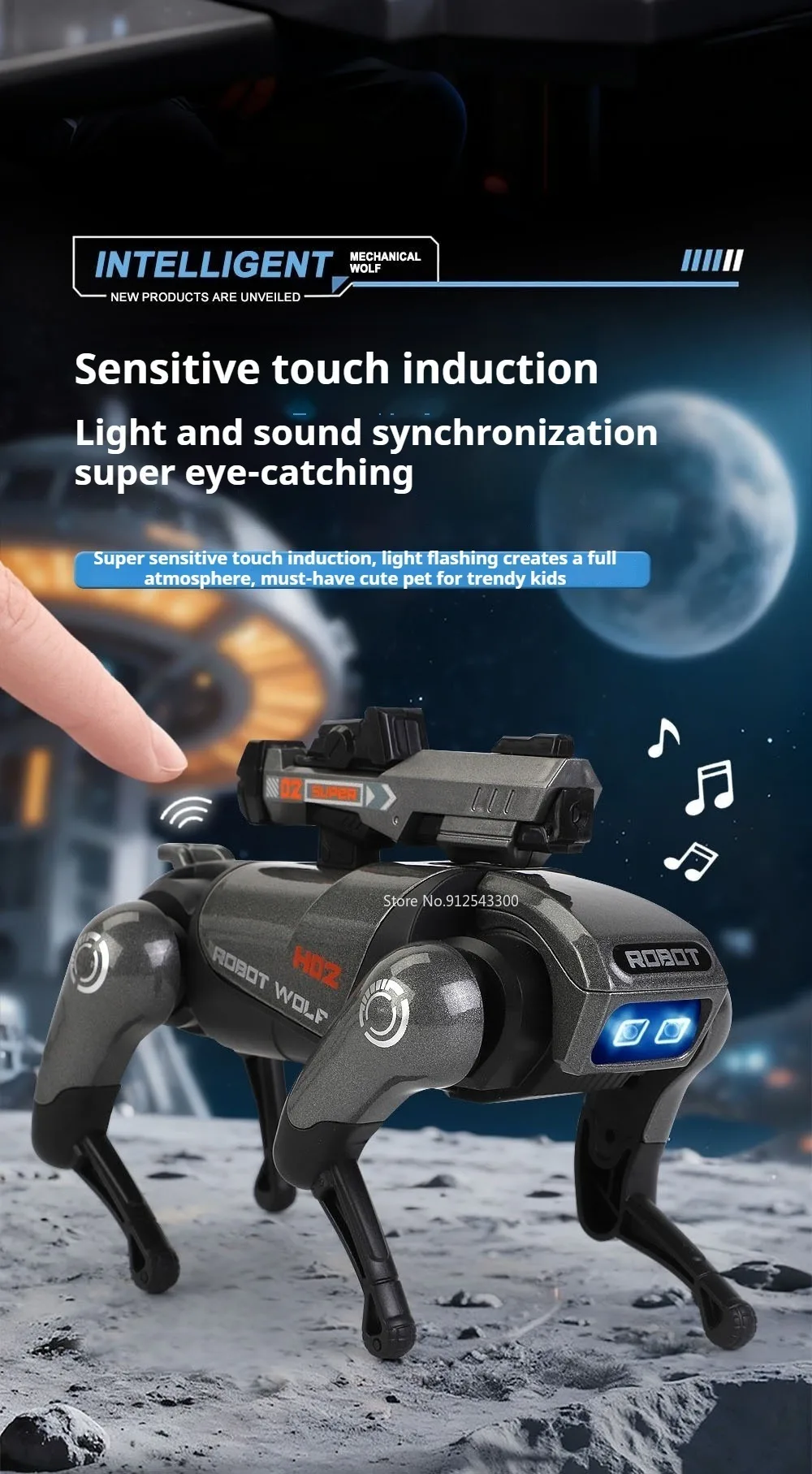 Legierung Mechanische Wolf Technologie Maschine Modell Spielzeug Intelligente Walking Sound Licht Touch Sensing Roboter Spielzeug für Jungen Geschenke – Detail 4