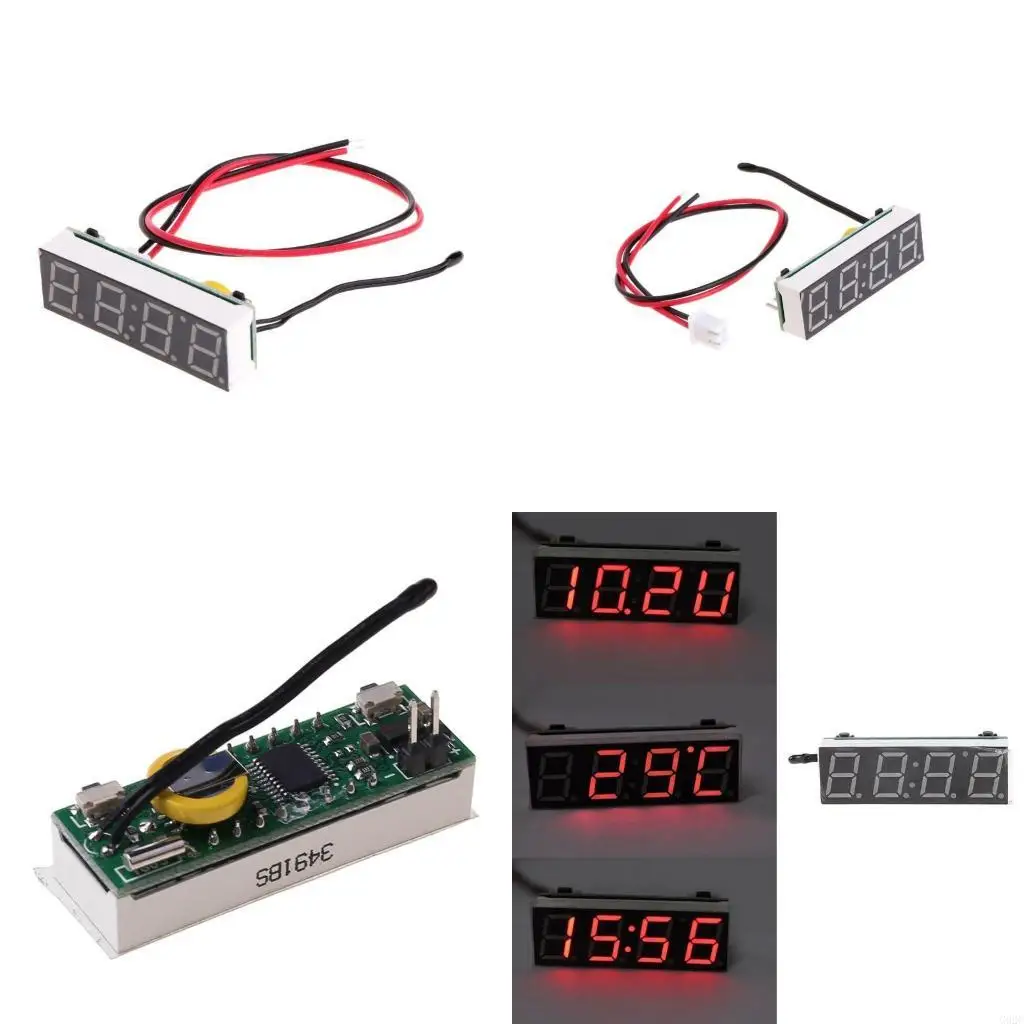 G92C Digital Car Led Electronic Clock for Time Temperature 3 in 1 Meter 12V 5