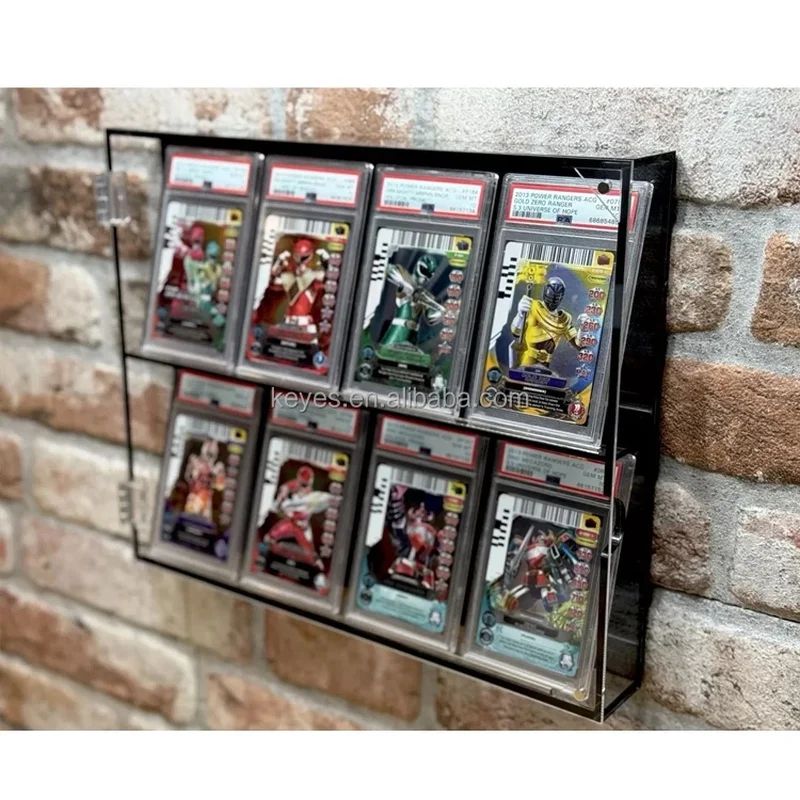custom.Modern Eco-Friendly Acrylic Trading Card Swing Open Display (Holds 8 Graded) BGS Freestanding