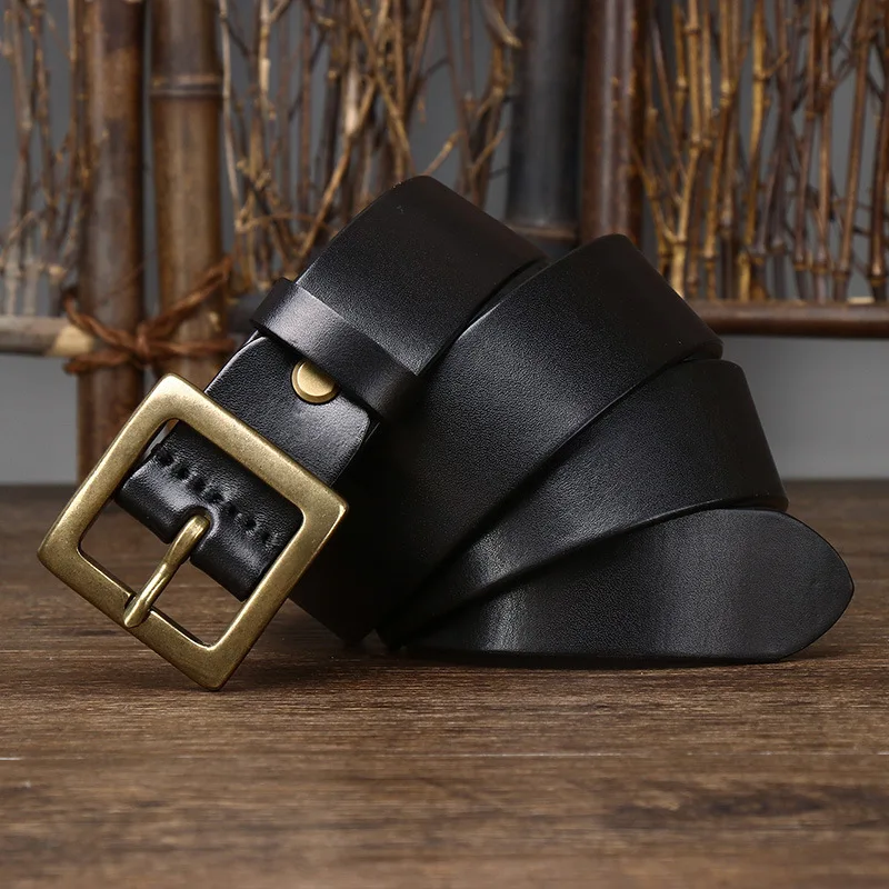38cm-ヴィンテージ-ミニマリスト-光沢のあるトップレイヤー-本革-メンズ用ピンバックル付きウエストベルト