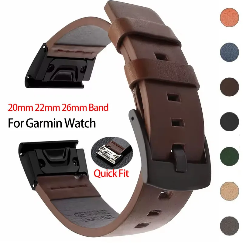 20mm 22mm 26mm Leder-Uhrenarmband für Garmin Fenix 8 7 7S 7X 6S 6X 6 Uhrenband Armband Fenix 5S 5X 5 Fenix 3 Forerunner 965
