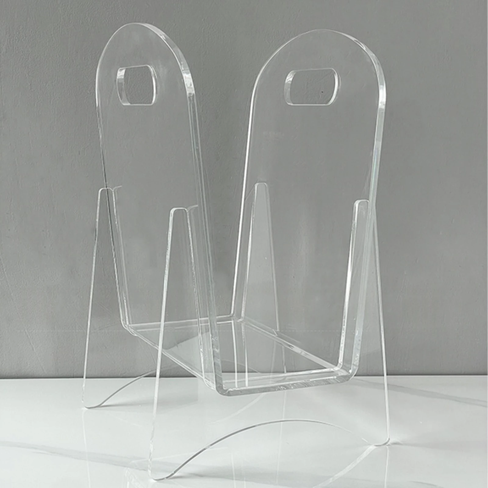 Acrylic Magazine Rack Transparent Magazine Rack Tabletop Display Stand Arched Back Desktop File Organizer Glossy Finish