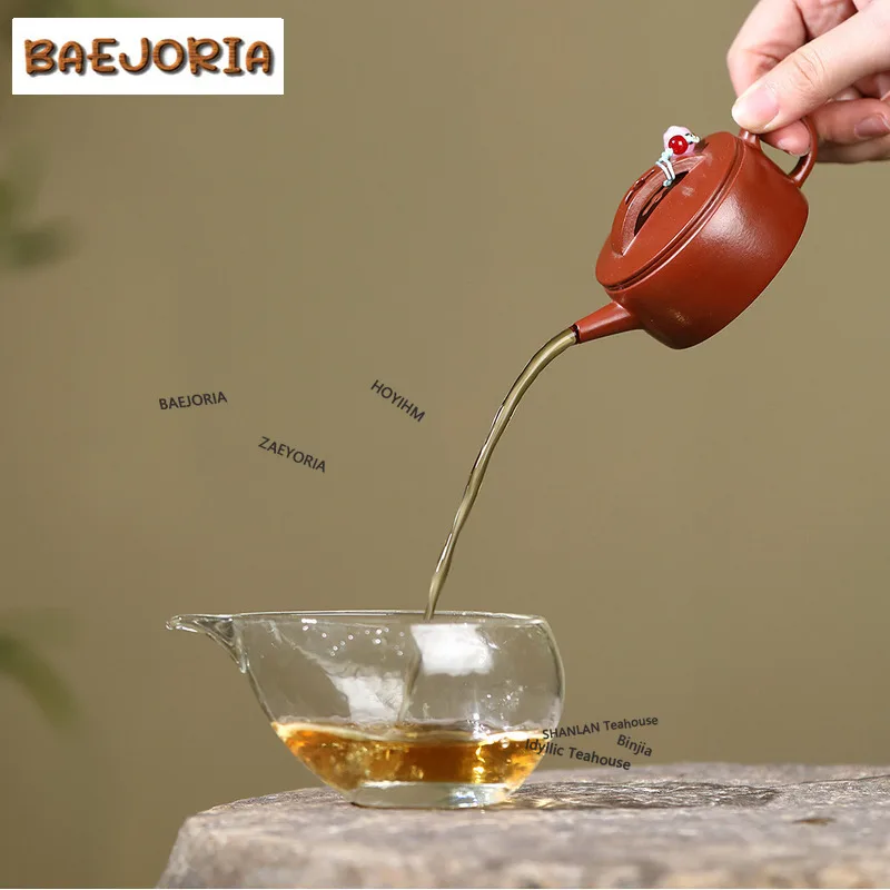 BAEJORIA 70ml Boutique Yixing Purple Clay Teapots Handmade Large Caliber Pot Raw Ore Zhu Mud Kettle Zisha Tea Set Ornaments Cha