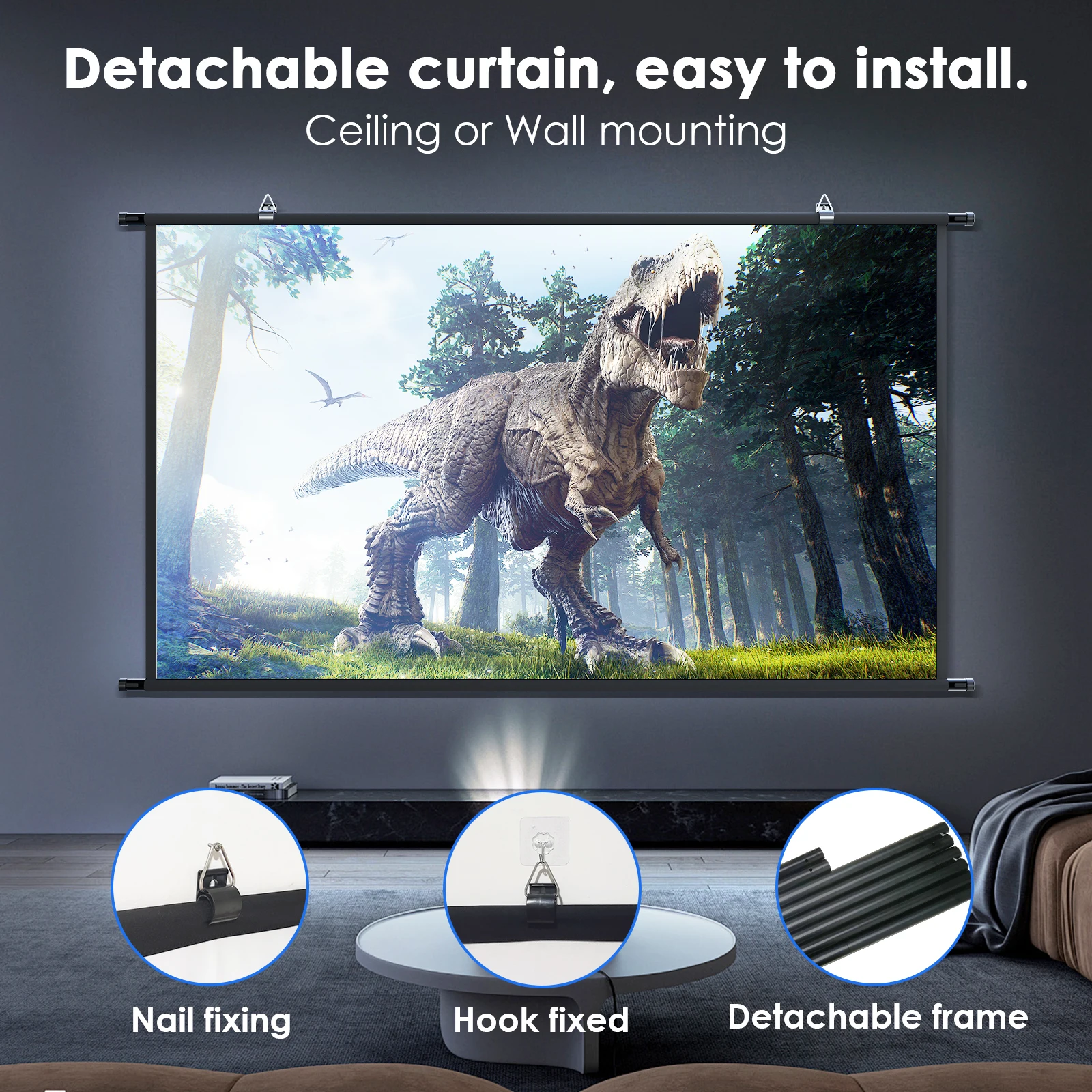 LEJIADA Wall Mounted Projector - Home Cinema Blanc recension och pris