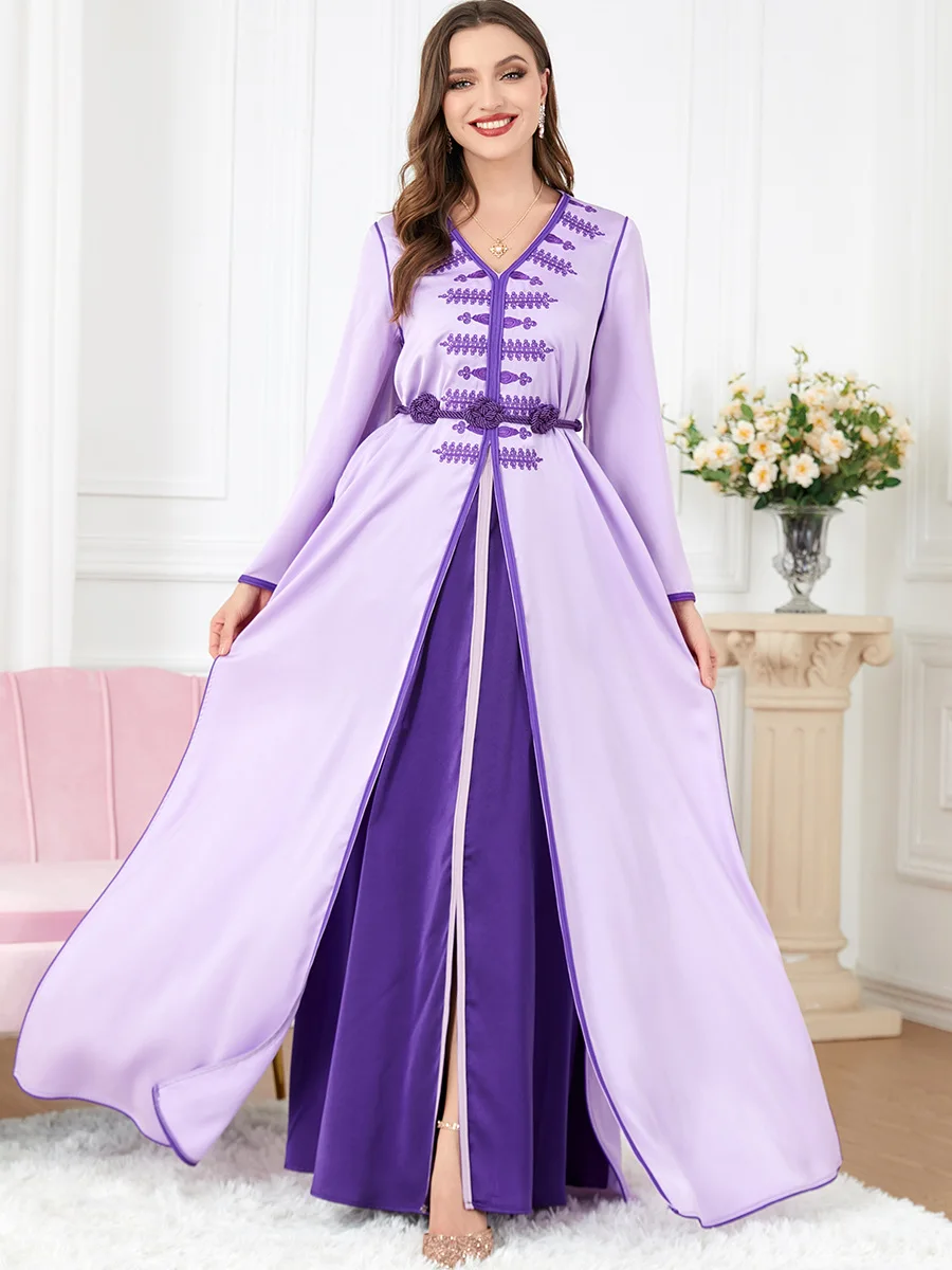 Dubai Arab Muslim Dress Abayas for Women 2 Piece Set Musulman Caftan Marocain Ramadan Abaya Kaftan Vestidos Dubai Jalabiya Suit