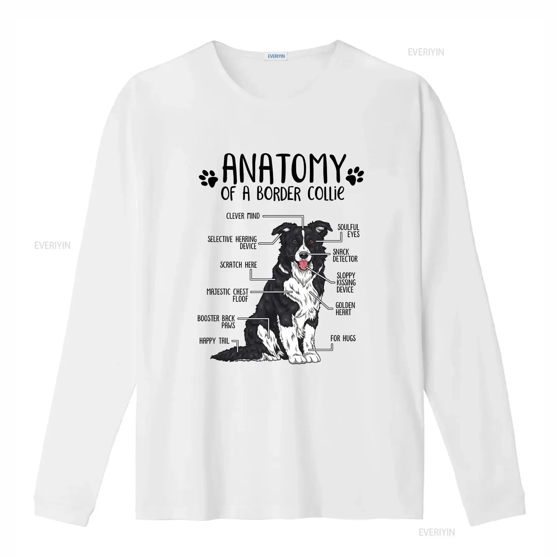 Anatomy Of Border Collie T Shirt Funny Design for Dog Owners Clever Mind Soulful Eyes Snack Detector More vintage Washed