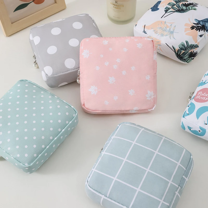 New Women Sanitary Pad Storage Bags Cotton Girls Small Cosmetic Bags Makeup Bag Napkin Pouch For Ladies Travel Organizer