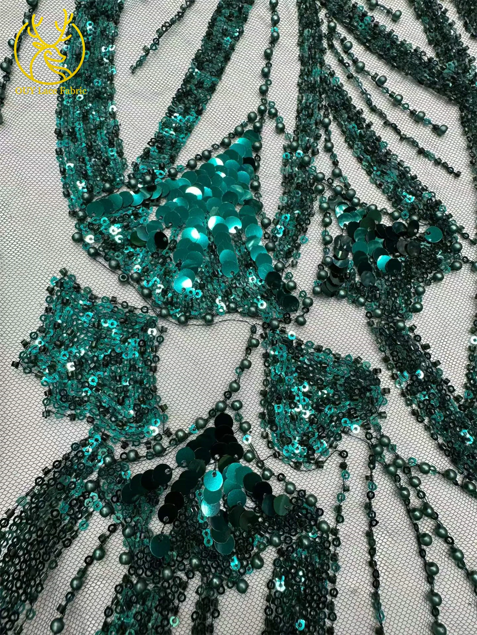 2026 Afrikanischer Pailletten-Perlen-Spitzenstoff Nigerianischer Hochwertiger Pailletten-Tüll-Spitzenstoff Stickerei Hochzeitskleid Nähen 5 Yards – Detail 25