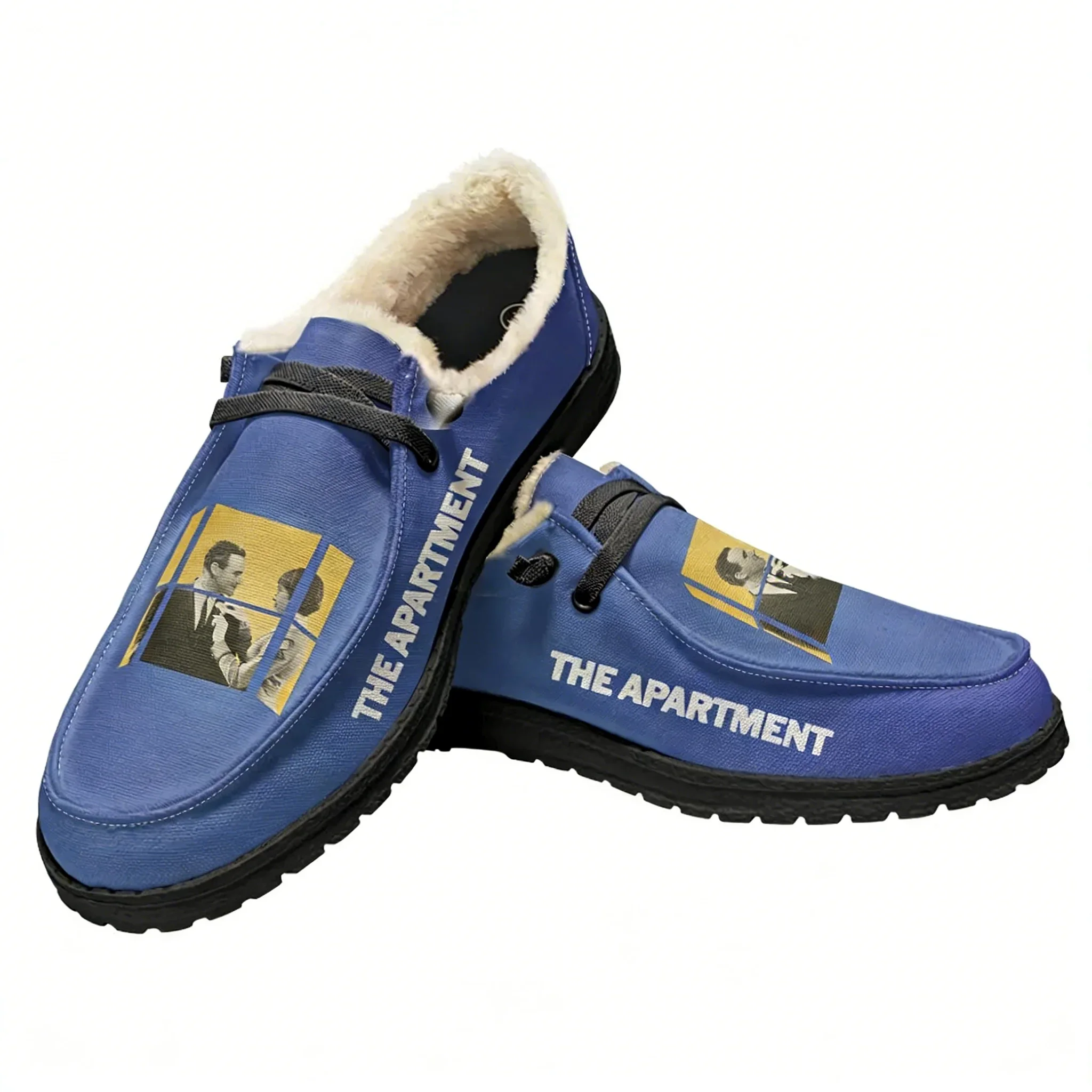 The Apartment Velvet Flat Shoes Mens Womens Warm Shoe Indoor Outdoor Light Shoe Personalized Print Custom Made Couple Shoes