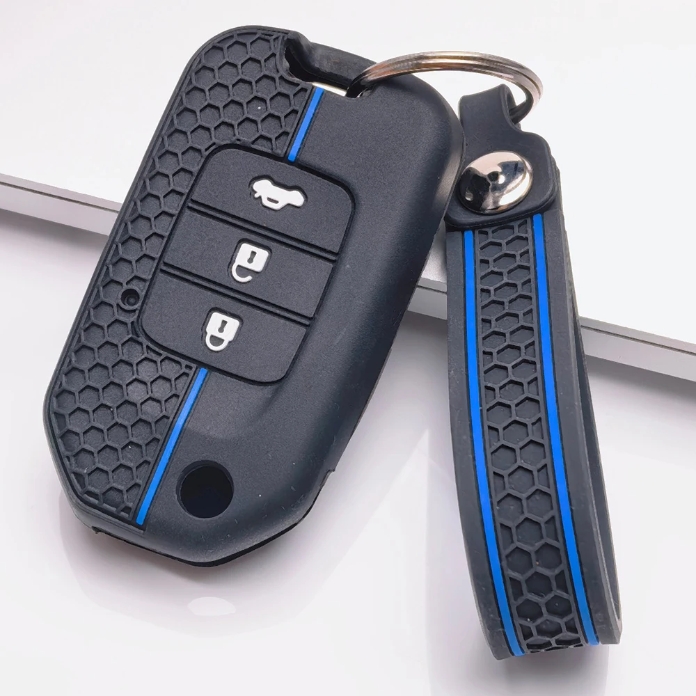 Key Fob Case for Honda Civic CRV HRV Accord City Brio BRV Mobilio Jazz Racing Stripe Style Secure Keychain Holder Sport Trim