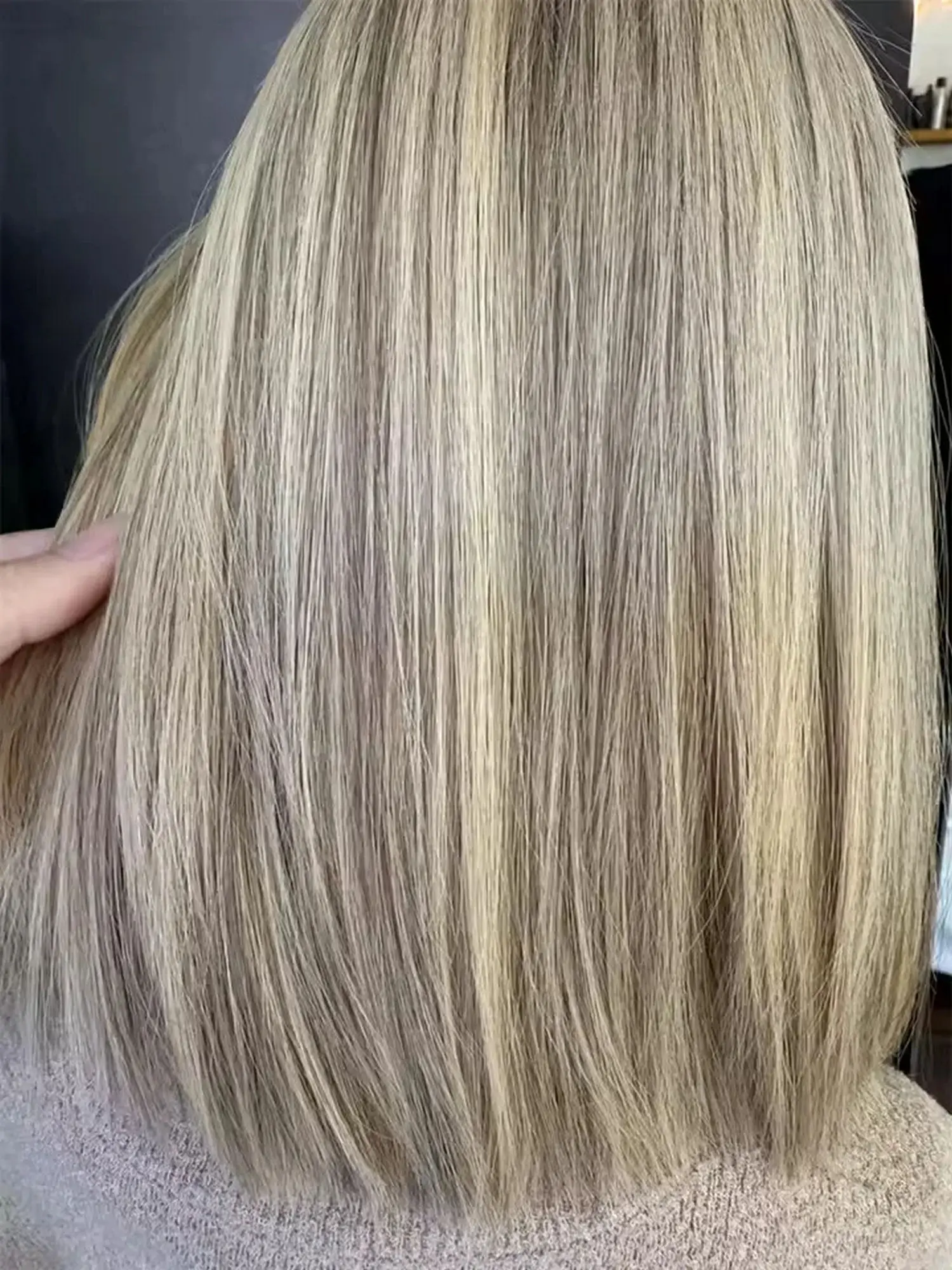 14 Inch New In Short Natural Straight Bob 180% Density Free Part Ombre Blonde Wig Synthetic HD Wigs For Women High Quality Wig