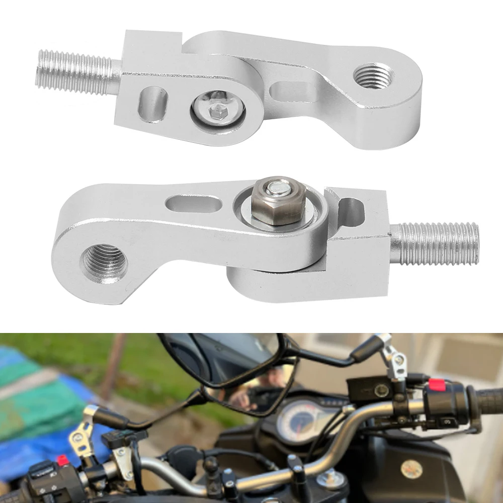 Universal Silber M10 X 1,25 klappbare Rückspiegelverlängerungen für Harley Honda Indian Kawasaki Suzuki Victory Motorradteile