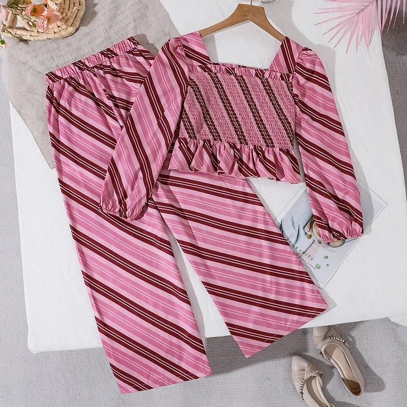 Girls Clothes Sets Spring Autumn Children Fashion Long Sleeve Tops Loose Pants 2pcs Party Suit Kids Costume Teenagers Coutfits 9