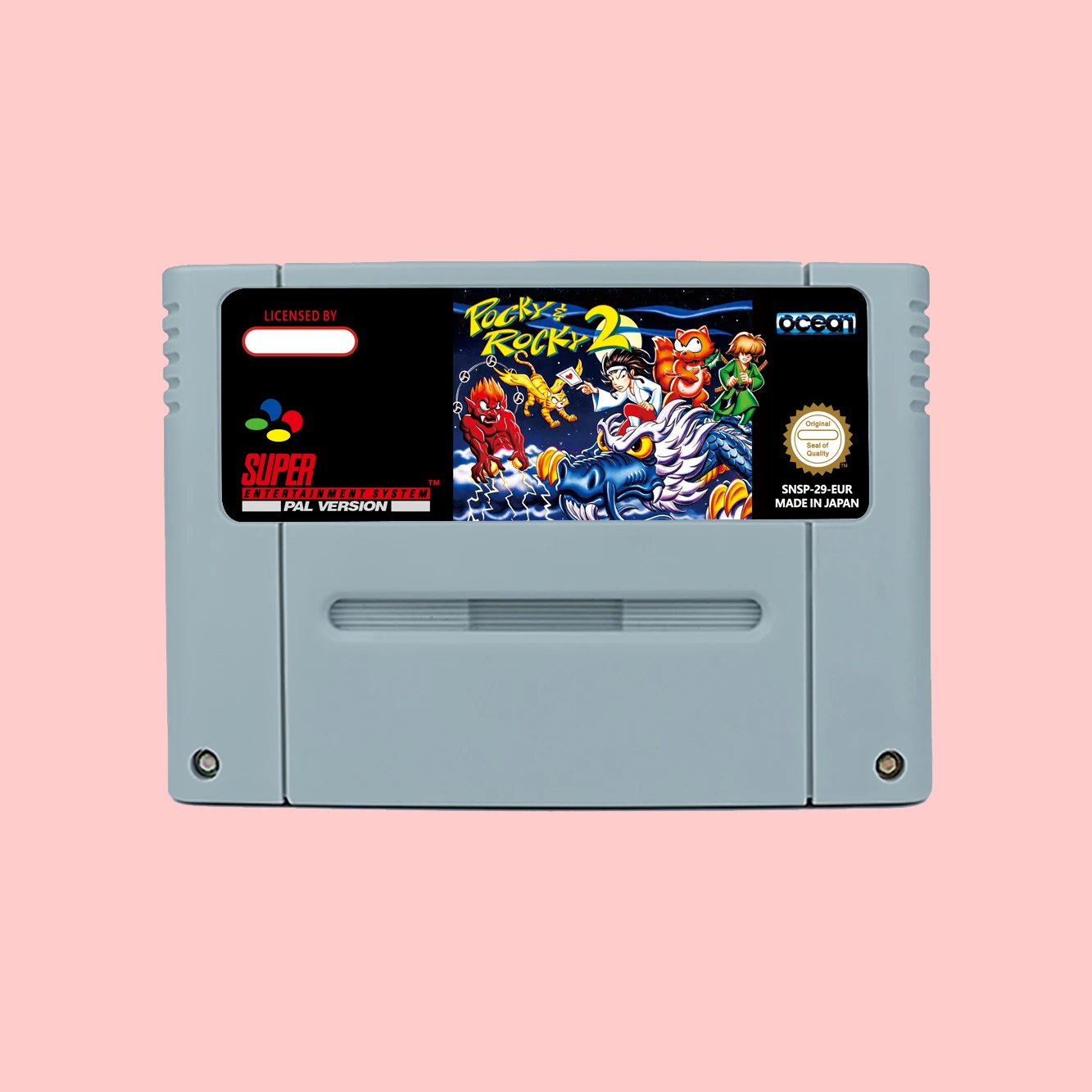 Tarjeta de juego de acción Pocky Rocky 2 para consolas de juegos SNES EUR PAL de 16 bits, cartucho de videojuegos