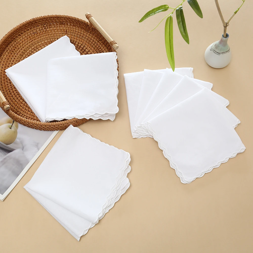 Fazzoletto in cotone spesso vecchio stile 30 cm, fazzoletto bianco puro unisex, tovagliolo da esterno, fazzoletto stampato ricamato