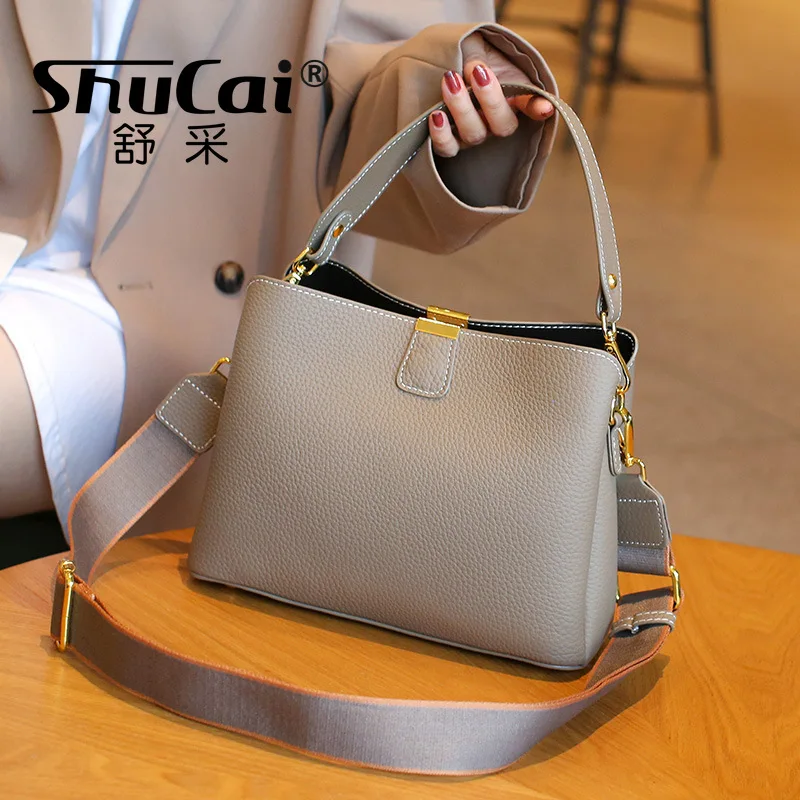 Genuine Leather Women\'s Bag New Handbag Female Fashion Crossbody Bag Female Large Capacity Black